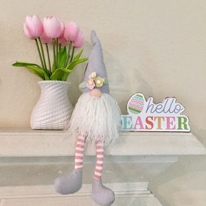 🐇 Easter | Spring Grey & Pink Sitting Shelf Gnome